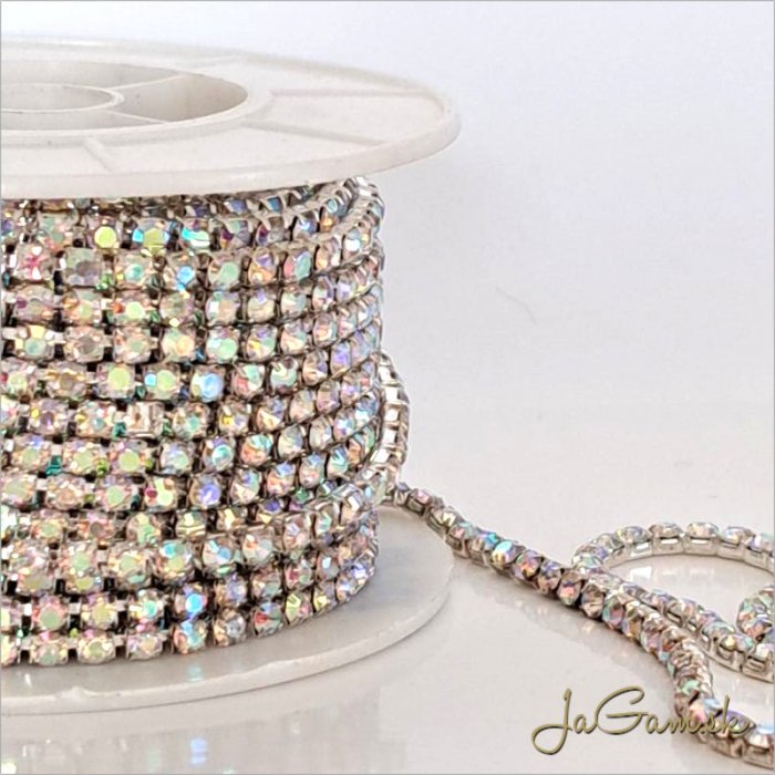 Štrasová borta 2,8mm strieborná/crystal AB, 50cm (12012b)